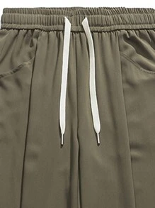 男士春夏季時尚休閒冰絲長褲 - 軍綠色 - 查看 5