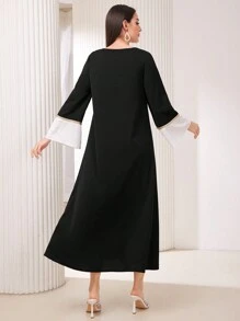 Al Najma Contrast Color Bell Sleeve Dress