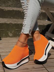 女士厚底坡跟运动鞋休闲运动鞋 - 橘色 - 查看 8