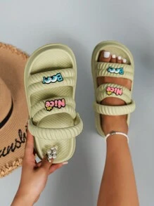 Women's Hollow Out Lightweight Eva Clogs, Cute Solid Color Lightweight Sandals - Green - View 1