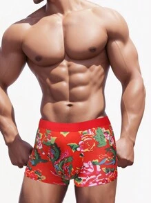Men's Chinese Style Floral Printed Boxer Shorts - Multicolor - View 4