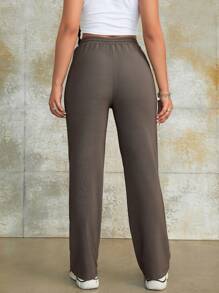 90年代街头风美拉德高腰抽绳斜插口袋直筒休闲裤