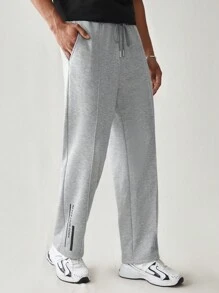 Manfinity RebelGame Pantalón Casual De Punto Con Cordón Para Hombre En unicolor - Gris Claro - Ver 1