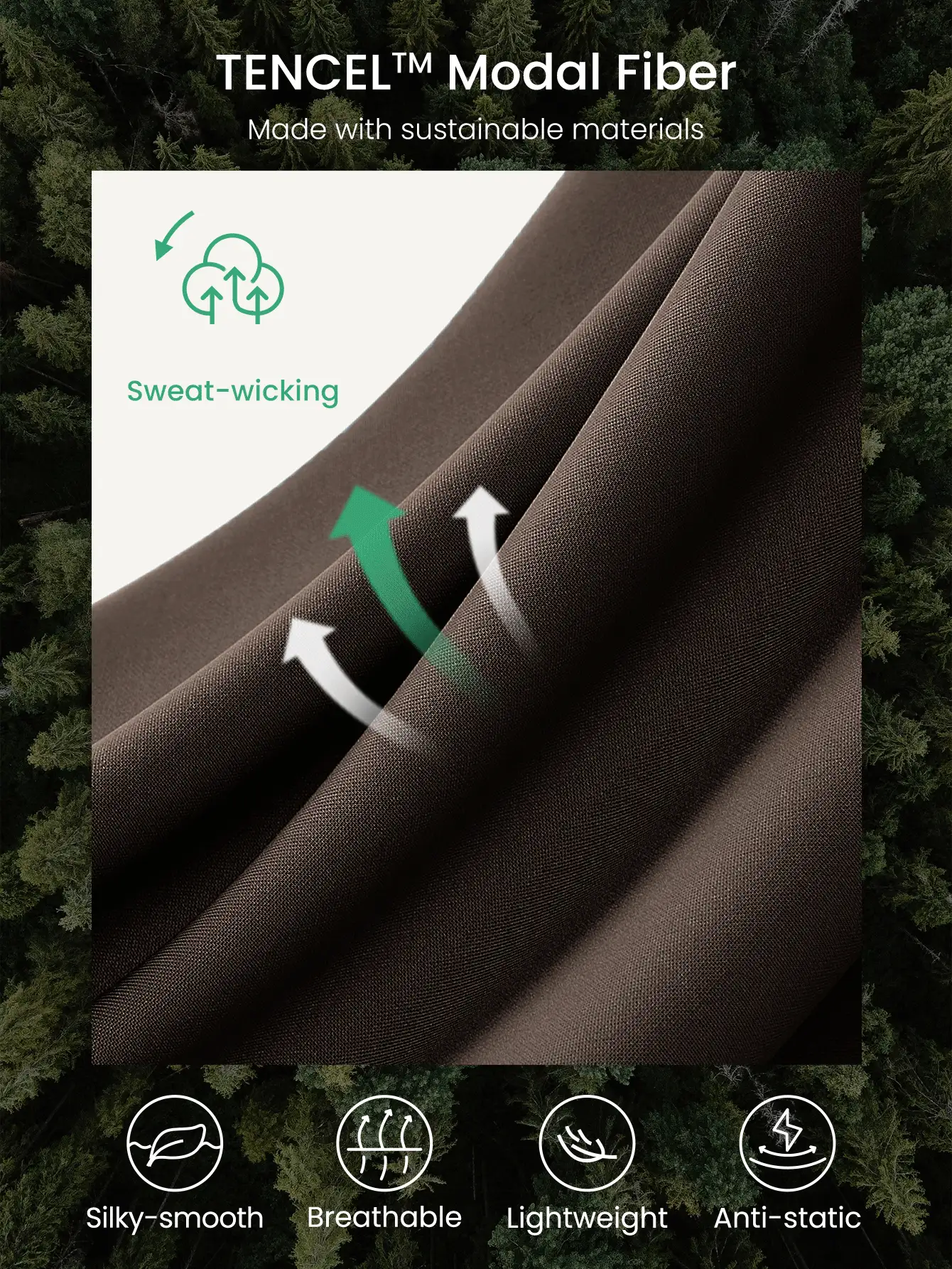 GLOWMODE Modal andningsbar sporttröja Daily Casual - Chokladbrun - Visa 3