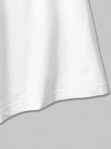 SHEIN EZwear Của phụ nữ Mèo in Vòng cổ Thả vai Áo thun , Hoàn hảo Cho mùa hè - trắng - Xem 6