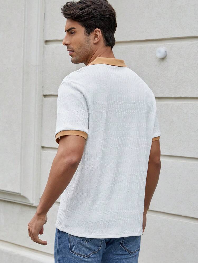 Men's Color Block Short-Sleeved Polo Shirt