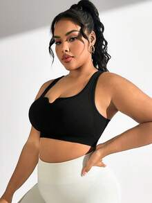 Gameset SHEIN Sport Kích thước lớn Racerback Bras thể thao - màu đen - Xem 4