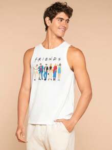 FRIENDS X SHEIN 男士人物字母圖形背心
