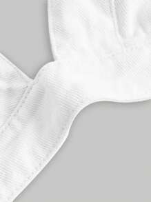 SHEIN ICON Solid Color Halter Neck Denim Top - White - View 4