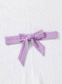 Tween Girl Round Neck Cap Sleeve Dress With Belted Waist And Simple Design - Mauve Purple - View 5