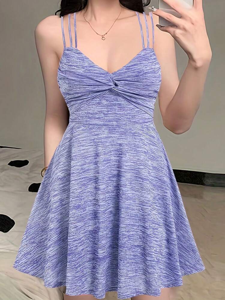 Solid Color Twist Knot Design Sleeveless Dress