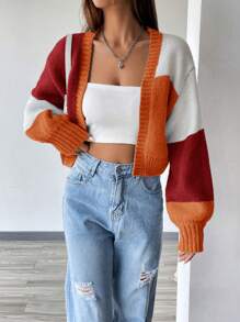 Flirla Women's Loose Color-Block Cardigan Fall Winter Cloth For Women - Multicolor - View 3