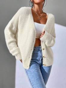 SHEIN Unity Women's Macaron Colored Cardigan - White - View 5
