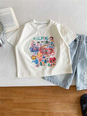 T-shirt z krótkim rękawem i okrągłym dekoltem dla chłopców