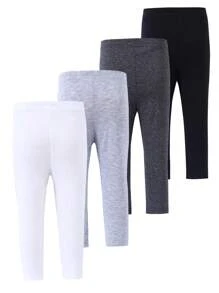4pcs Baby Girl Elastic Waist Leggings Set