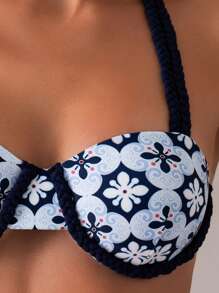 SHEIN Swim Áo bikini cổ yếm cho nữ đi biển mùa hè - Nhiều màu - Xem 4