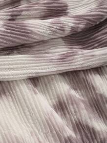 DAZY 女士印花露肩连衣裙，收腰设计，适合舞会、吊带裙等场合，花卉图案 - 淡紫色 - 查看 7