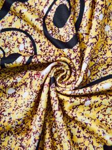 Lyxana Vestido maxi de mujer tipo sirena con bloque de color y estampado de plantas con escote en V