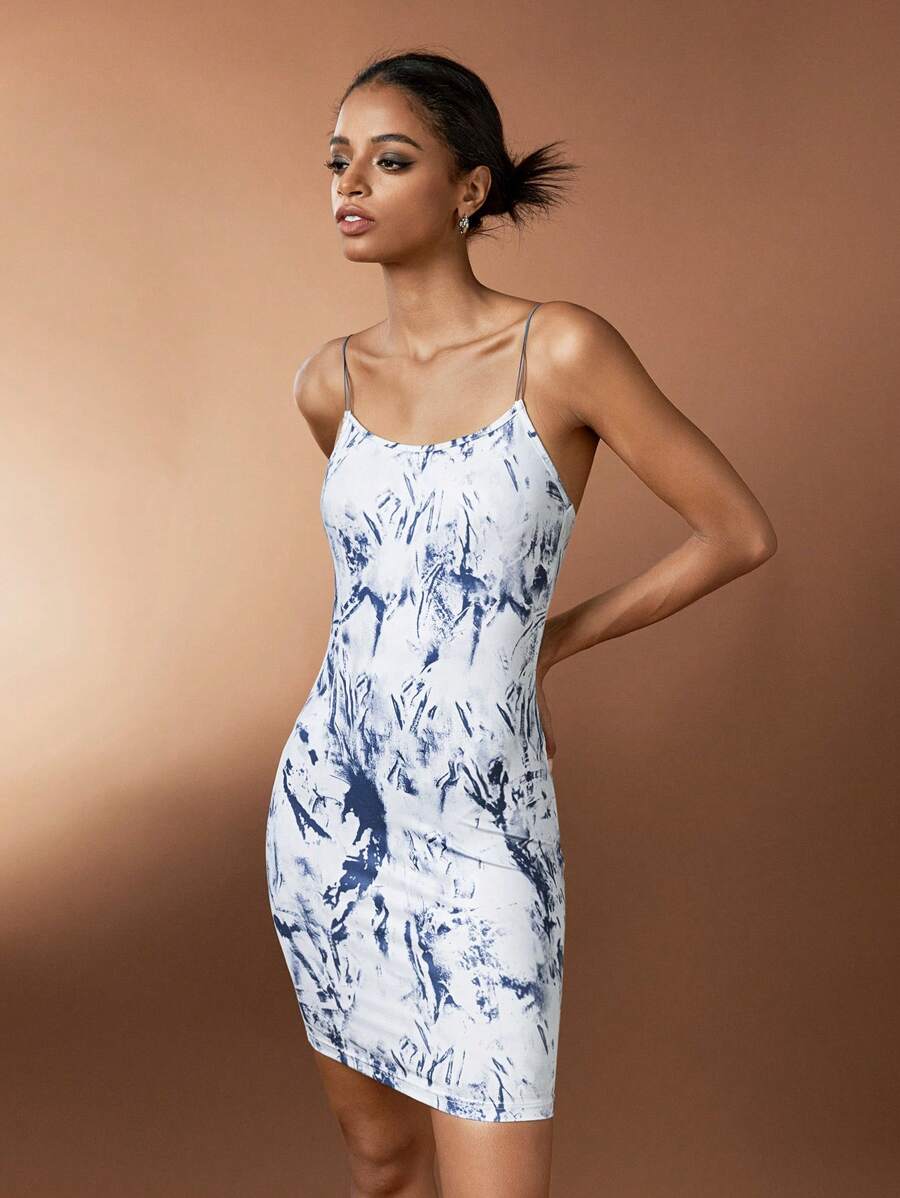 Forever 21 Vintage Printed Cami Dress With Basic Knitted Cardigan Two Pieces Set - Blue - View 1