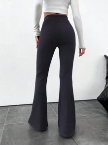 SHEIN Tall Leggings Alargadas Com Cintura Elástica De Cor Sólida - Cinza - Ver 2