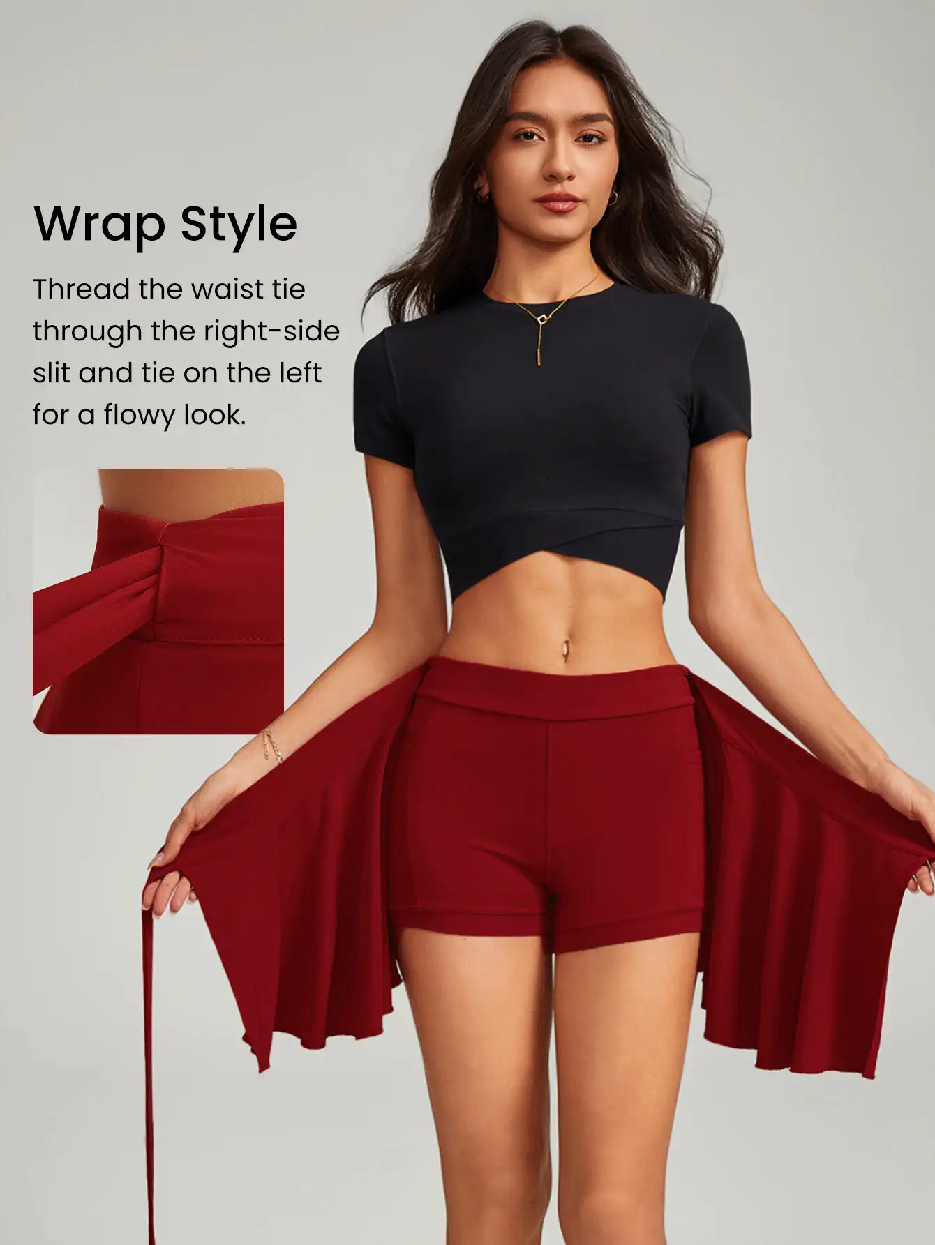 GLOWMODE FeatherFit™ VitalSwift Wrap Ruffle Anti-Slip Pocket Skirt Skort With Built-In Shorts Low Impact Yoga Studio Quick Dry Moisture Wicking