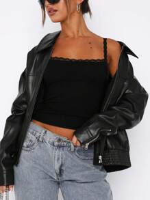 INAWLY 女士蕾絲拼接簡約多用途春夏休閒背心