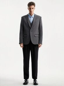 AKNOTIC Business Casual Veste de costume d"affaires en lin tissé pour hommes à bouton unique (Gilet intérieur non inclus)