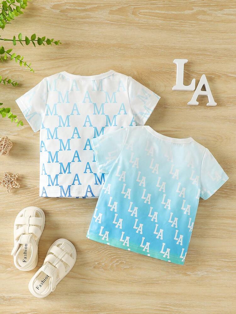 Infant Boys' Casual Short Sleeve Shirt With Letter Print