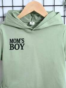 Toddler Boys' Comfortable Casual Hooded Short Sleeve Top And Shorts Set With English Print - Green - View 5