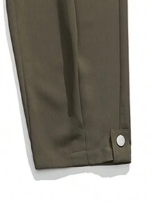 男士春夏季時尚休閒冰絲長褲 - 軍綠色 - 查看 3