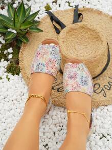 女性撞色露跟時尚夏天平底涼鞋 - 彩色 - 查看 6