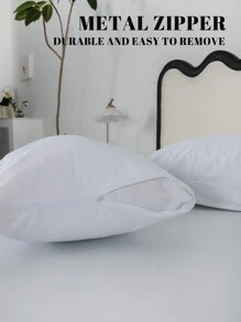 2 piezas Cubiertas impermeables para colchón (conjunto de 2 piezas) - Hechas de combinación de TPU transpirable con baja alergenicidad, 2 paquetes de protector de almohada con cremallera - Blanco - Ver 4