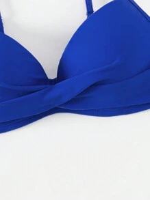 SHEIN Swim Women's Solid Color Bikini Top, Perfect For Pool,Summer Beach - Royal Blue - View 5