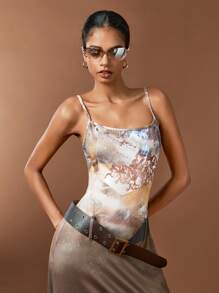 Forever 21 夏季时尚俱乐部扎染吊带裙 - 鏽棕色 - 查看 3