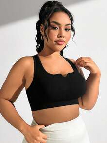 Gameset SHEIN Sport Kích thước lớn Racerback Bras thể thao - màu đen - Xem 3