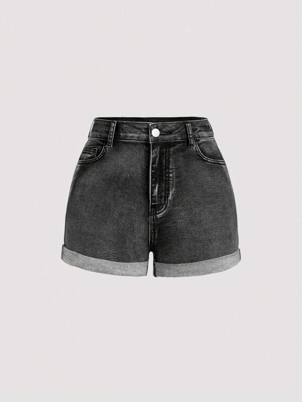 SHEIN Teen Girl Y2K wiosna lato modne Stonewashed podwinięte dżinsy szorty dżinsowe, letnie ubrania dla dziewczynek stroje koncertowe