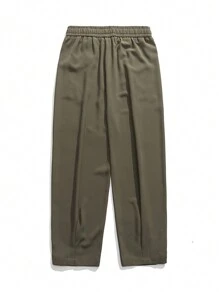 男士春夏季時尚休閒冰絲長褲 - 軍綠色 - 查看 2