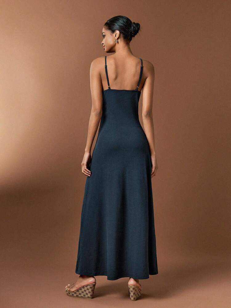 Washed Ribbed Ultra-Long Cami Dress For Summer