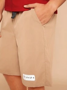 FRIENDS X SHEIN Ensemble t-shirt casual et shorts d'été avec imprimé portrait pour homme