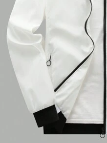 Manfinity Homme Men 1pc Zip Up Bomber Jacket - White - View 3