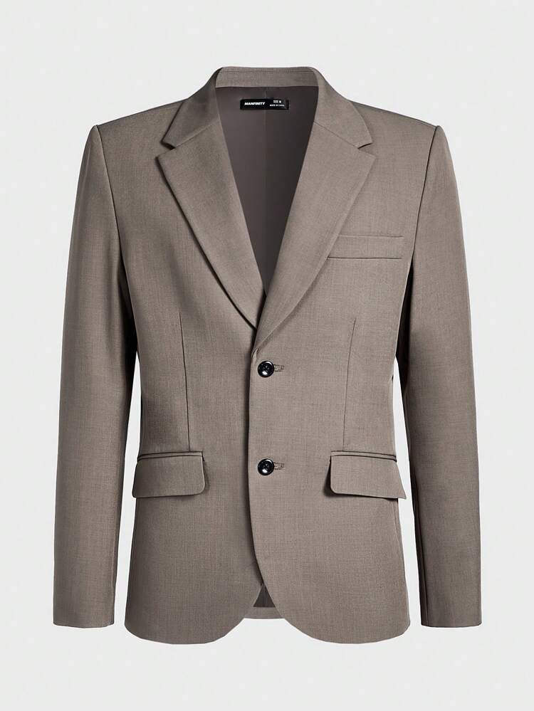 Easy Care Men's Contrast Collar Woven Long Sleeve Business Blazer, For Fall Winter