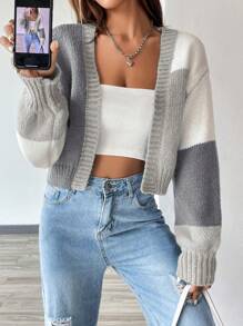 Flirla Oversized Color Block Long Sleeve Cardigan,Long Sleeve Tops Fall Winter Cloth For Women - Multicolor - View 5