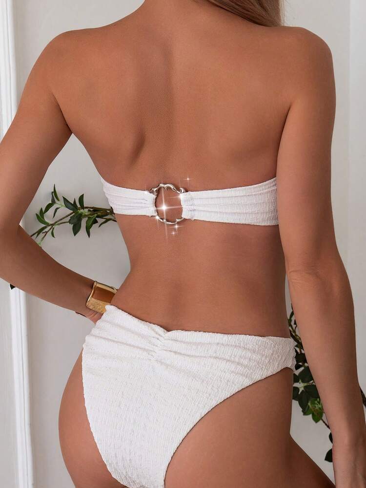 Women's Plain Halter Strap Separated Bikini Set Summer Beach