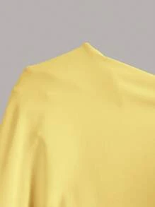 SHEIN EZwear Solid-Color Sleeveless Knitted Bodycon Dress - Yellow - View 5