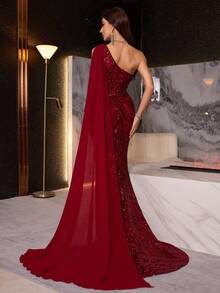 Gorgeous Sparkling Glitter Contrast Mesh Mermaid Hem Formal Evening Dress, Formal Ball Gown For Women, Suitable For Dance Party