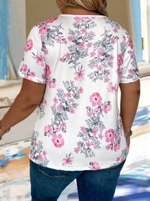 花印花拼接二合一設計大尺寸t卹 - 彩色 - 查看 2