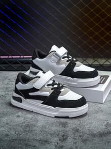 Teen's Fashionable Black & White Sport Shoes For Spring And Autumn With Slip-Resistant Sole-Adjustable Strap-Campus Shoes And Suitable For Daily Wear,Teens - Black and White - View 3