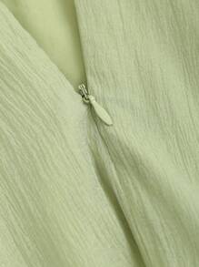 Sweetra Solid Color Halter Neck Sleeveless Dress - Green - View 4