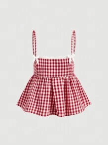 SHEIN MOD Women's Lace Patchwork Checkered Camisole Tank Top