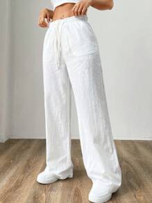 SHEIN EZwear 女士白色編織寬腿褲